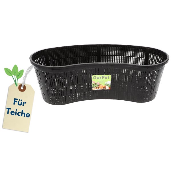 Schwarzer Pflanzkorb für den Teich
