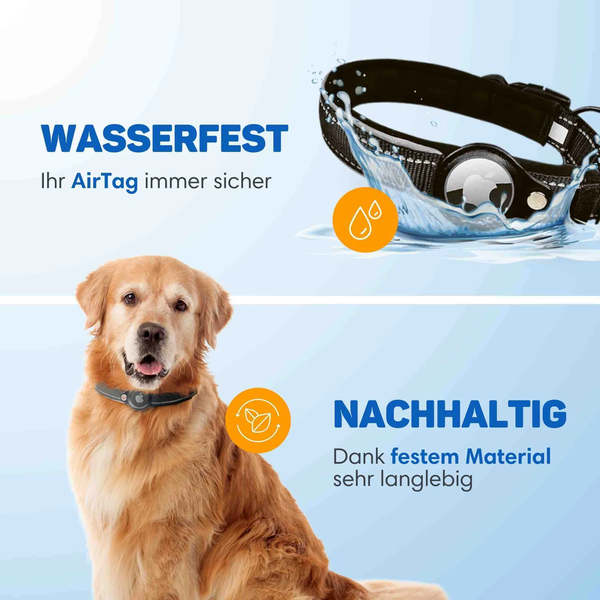 Wasserdichtes Hundehalsband mit Halterung für AirTag, langlebiges und nachhaltiges Material für die Sicherheit Ihres Hundes.
