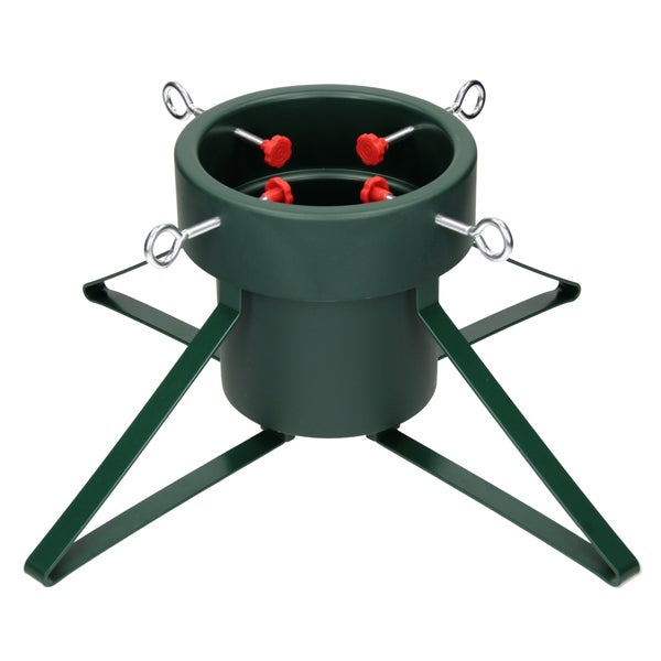 ECD Germany Weihnachtsbaumständer mit Wasserschale und 4 Feststellschrauben, Dunkelgrün, Metall Christbaumständer, Tannenbaumständer für Bäume bis 210 cm Höhe, Sternförmige Weihnachtsbaum Ständer