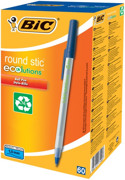 BIC Kugelschreiber ECOlutions Round Stic 0.4mm blau, 60er Set