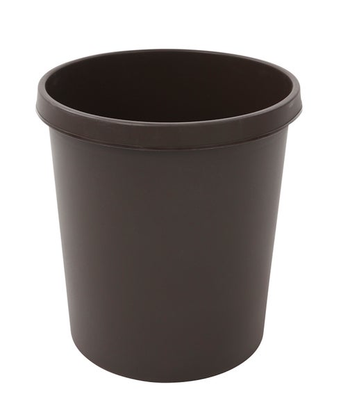 PROREGAL SparSet 4x Klassischer Runder Kunststoff Papierkorb 18 Liter HxBxT 32 x 31 x 31 cm Braun