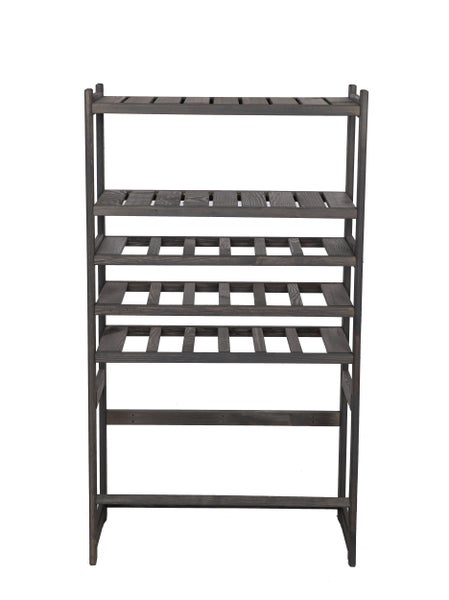 PROREGAL Getränkekisten- & Weinregal SPREEWALD HxBxT 124x70x33cm 18 Flaschen auf 3 Ebenen + 1 Ebene für Kisten + 2 Ablagen Massives Kiefernholz Grau geölt