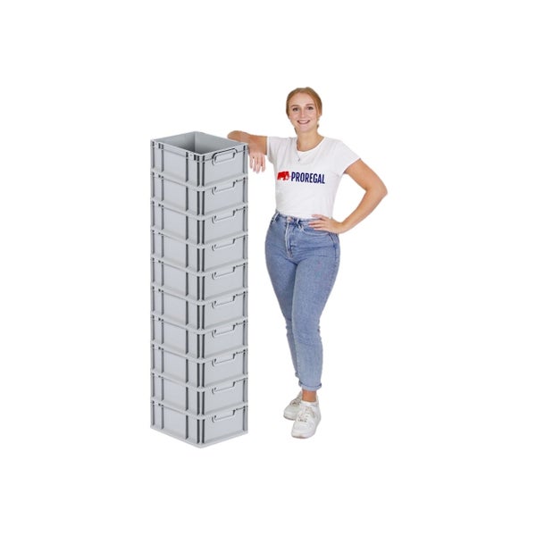 PROREGAL Spar Set 10x Eurobox Nextgen Economy Mit Scharnierdeckel & Grünen Schiebeschnappverschlüssen Griffe Geschlossen HxBxT 17 x 30 x 40 cm