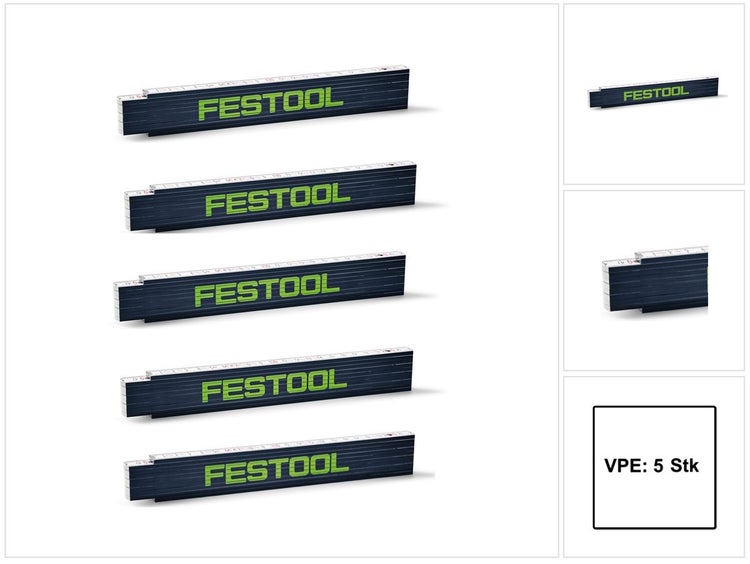 5x Festool Meterstab Zollstock Holzgliedermaßstab 2 m 10 Glieder  ( 201464 )