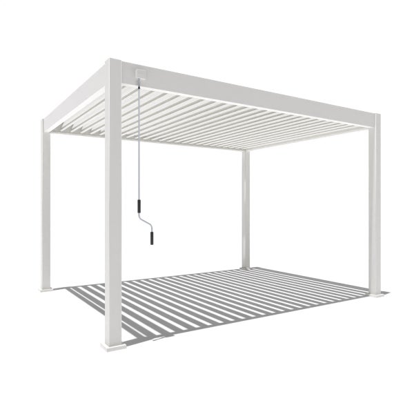 Weide Deluxe Pergola 3 x 4 M - Freistehend, Voll-Aluminium, Lamellendach, Weiß
