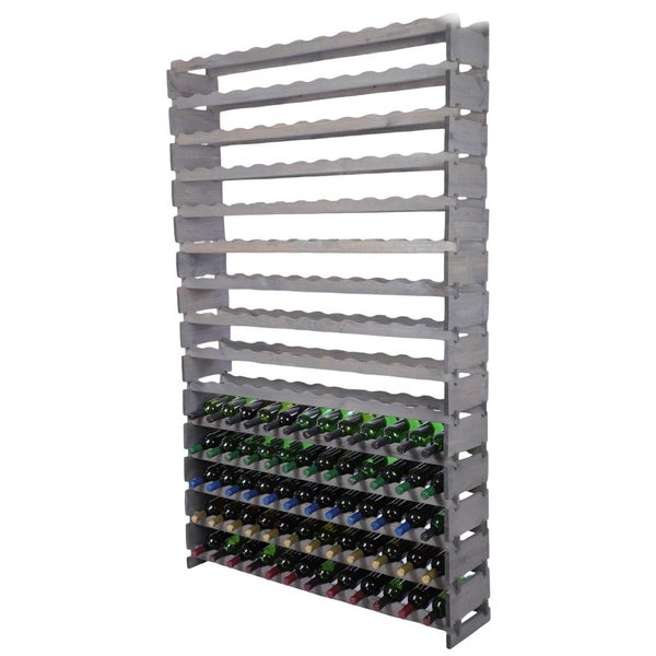 Weinregal VINOTECA FLEX PRO HxBxT 205x123x28cm 180 Flaschen auf 15 Ebenen Massives Kiefernholz Grau