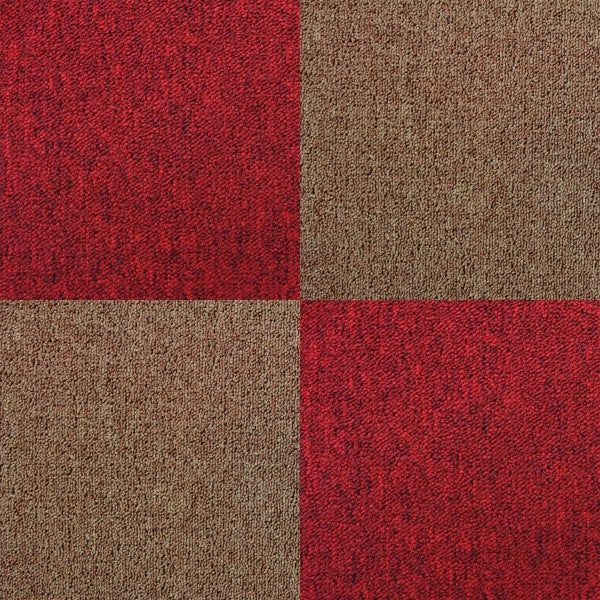 40 Teppichfliesen 50 x 50cm Sand & Fieberrot 10m²