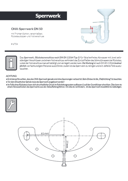 HAAS® Sperrwerk Typ 5 DN 50 und PP-Trichtersiphon, 6704