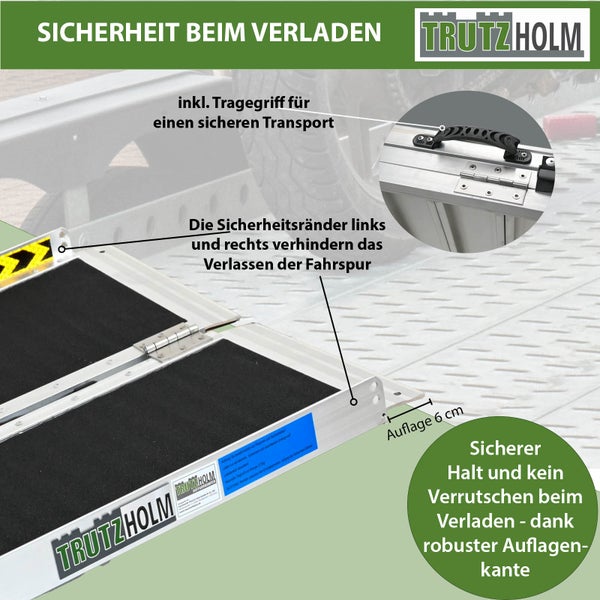 Tragbare Rampe mit Sicherheitsrändern und Tragegriff von Trutzholm für sicheres Verladen