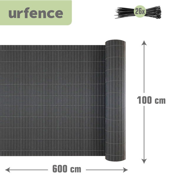 urfence Stabil & Wetterfest: 100x600 PVC Sichtschutzmatte - Wind- und Sichtschutz Balkon Terrasse - Garten Sichtschutzzaun Kunststoff Zaunmatten - Balkonsichtschutz 90cm hoch - Terrassen Windschutz