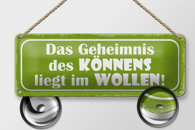 Blechschild Spruch 27x10cm das Geheimnis des Könnens liegt im Wollen