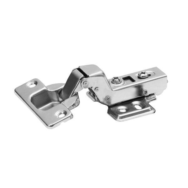 Ein Topfscharnier aus Metall für Möbel und Schranktüren.