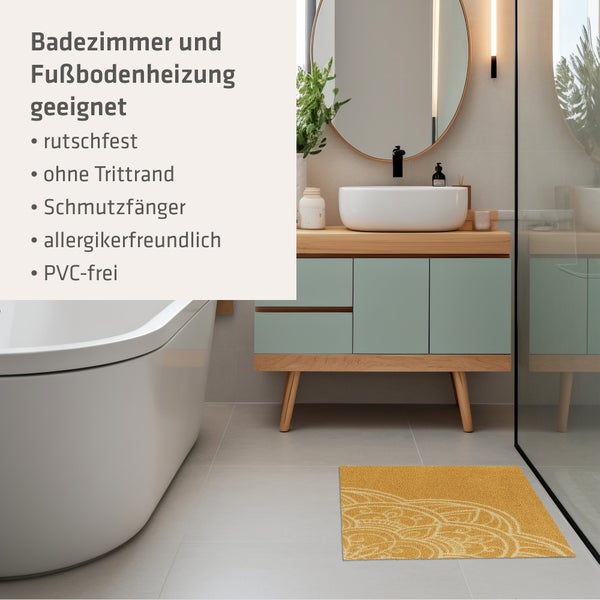 Akzente Feel Badematte mit Motiv in Gelb Fußmatte 50 x 70 cm, rutschfest, saugfähig