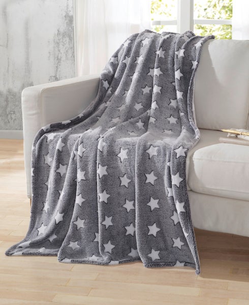 FRANK FLECHTWAREN | Kuscheldecke White-Stars, POLYESTER, 128 x 152 cm