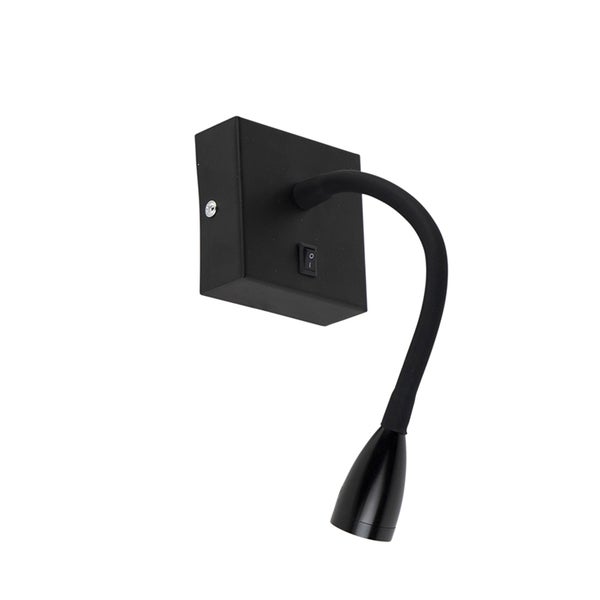 Schwarze Wandleuchte mit flexiblem Arm und Schalter