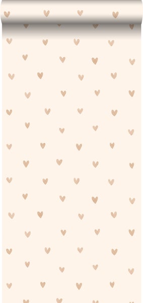 Walls4You Tapete Konfetti Herzen Beige und Gold - 0,53 x 10,05 m - 935291