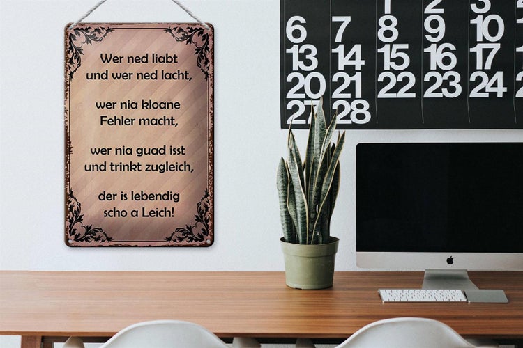 Blechschild Spruch 20x30cm wer ned liabt und wer ned lacht