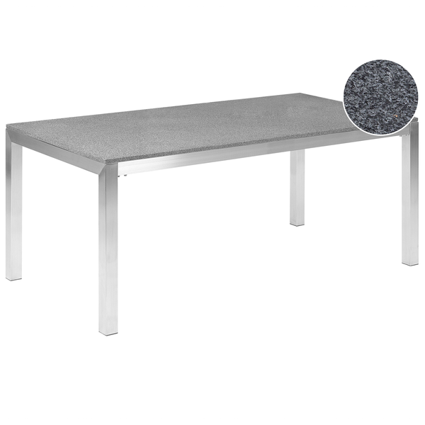 Gartentisch GROSSETO 180 cm 90 cm Polierter Granit Grau