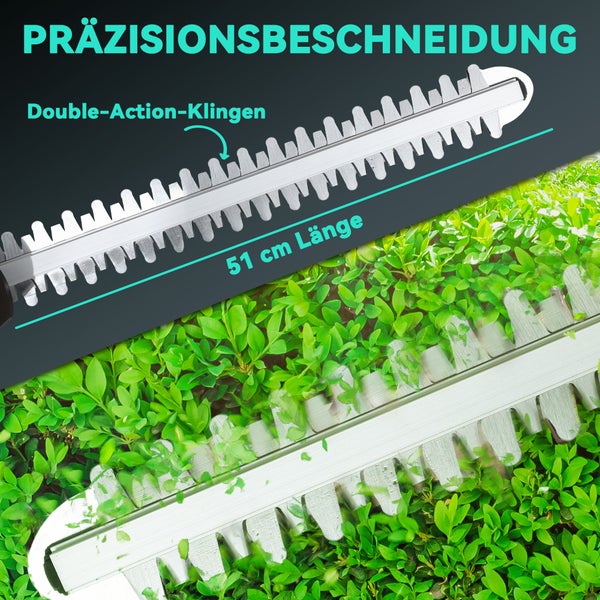 Heckenschere mit 51 Zentimeter Schnittlänge für Präzisionsbeschnitt