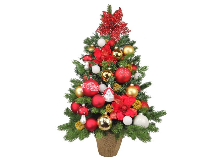 LAALU Set Weihnachtskugeln 81 Stück in Box PREMIUM RED für Weihnachtsbäume bis 100 cm