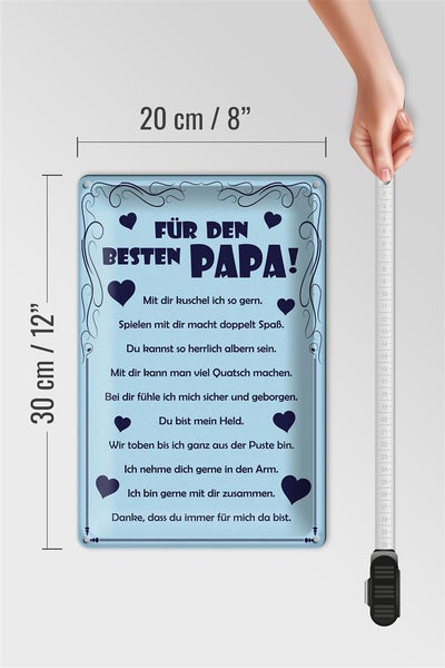 Blechschild Spruch 20x30cm Für den besten Papa