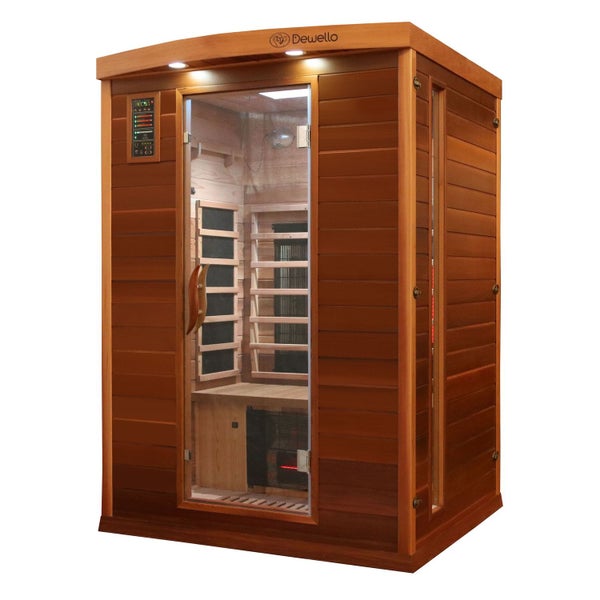Dewello® Infrarotkabine Infrarotsauna PIERSON PRO Zeder 135cm x 105cm inkl. 3 Duo-Strahler, 2 Vollspektrumstrahler , 3 Karbonstrahler