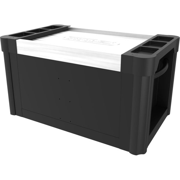 KS Tools Werkzeugkiste mit drei Schubladen, silberner Arbeitsfläche und Tragegriffen.