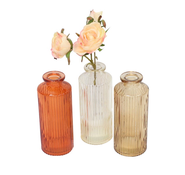 FRANK FLECHTWAREN | Dekovase Panama, 3er Set, GLAS, 6,5 x 6,5 x 12 cm