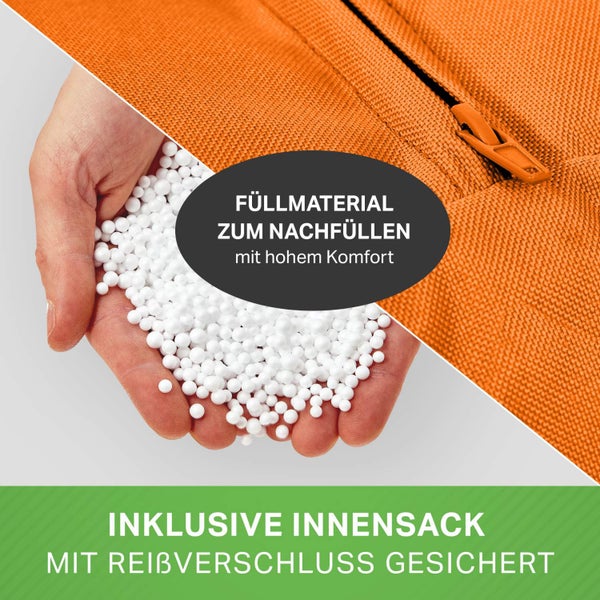 Green Bean Basketball-Sitzsack fertig befüllt 300L EPS Perlen - Kinder & Erwachsene 110cm Bean Bag Riesensitzsack Liegekissen Lounge Chair Sitzkissen Waschbarer Bezug Gaming Sessel Orange