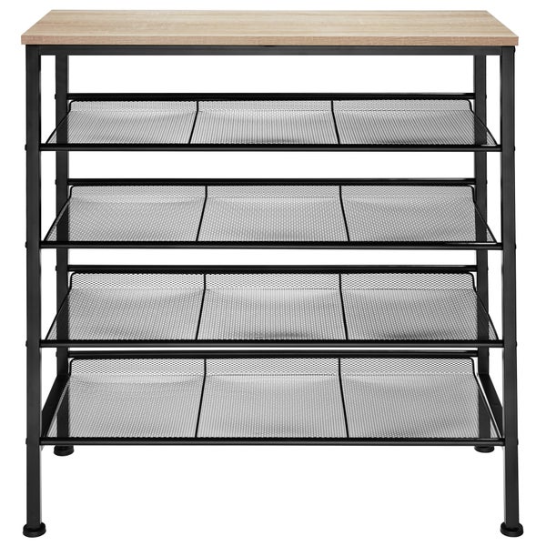 Schuhregal tectake Bournemouth 75,5 x 30,5 x 85,5 cm Industrial Style Industrial Holz hell, Eiche Sonoma