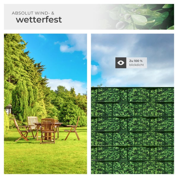 Wind- und wetterfester Sichtschutz mit blickdichtem Element für Garten und Terrasse.