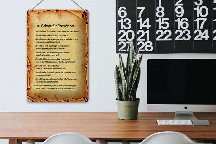 Blechschild Spruch 20x30cm 10 Gebote für Ehemänner
