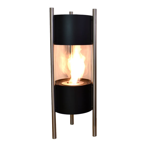 GLOW FIRE Ethanol Kamin 'Visby' | Ethanolofen in schwarz mit 6 Std. Brenndauer und 2 KW Heizleistung | HxD: 100 x 32,5 cm