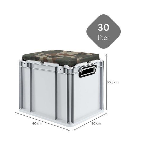 PROREGAL SparSet 4 x Eurobox NextGen Seat Box Camouflage HxBxT 36,5 x 30 x 40 cm 30 Liter Griffe Offen Eurobehälter Sitzbox Transportbox