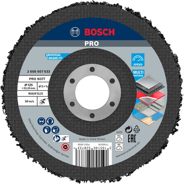 Bosch PRO N377 Multi Material Reinigungsscheibe 125 mm 22,23 mm - 2608607633