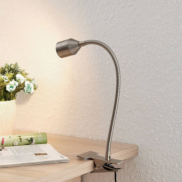 Lindby LED Klemmleuchte Djamila (Modern) in Alu aus Metall (1 flammig, ) - Tischlampe Tischleuchte Leselampe Nachttischlampe Arbeitszimmerleuchte