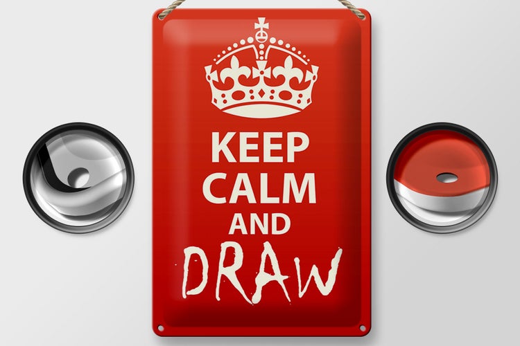 Blechschild Spruch 20x30cm Keep Calm and draw