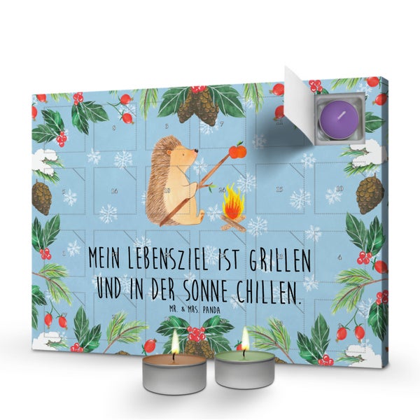 Mr. & Mrs. Panda Duftkerzen Adventskalender Igel Grillen - Blau Pastell