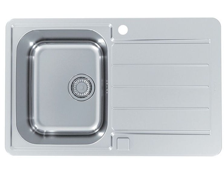 Einbauspüle aus Edelstahl mit einem Becken und Abtropffläche für die Küchenmontage.