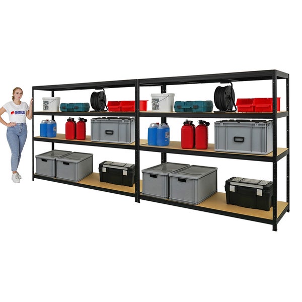 PROREGAL Mega Deal 2x Schwerlastregal Giant Elephant HxBxT 160 x 180 x 60cm Fachlast 200kg Schwarz