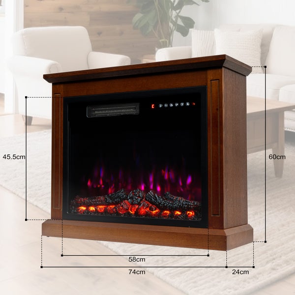 Elektrischer Kaminofen mit Holzrahmen und simuliertem Feuer