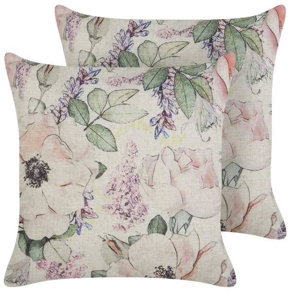 Dekokissen 2er Set ZAHRIYE 45 x 45 cm Violett Blumenmuster