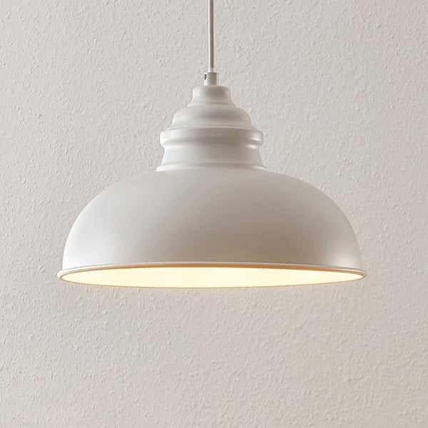 Lindby Pendelleuchte Cliona (Retro, Vintage Antik) in Weiß aus Metall (1 flammig E27) - Deckenlampe Esstischlampe Hängelampe Hängeleuchte Wohnzimmerleuchte