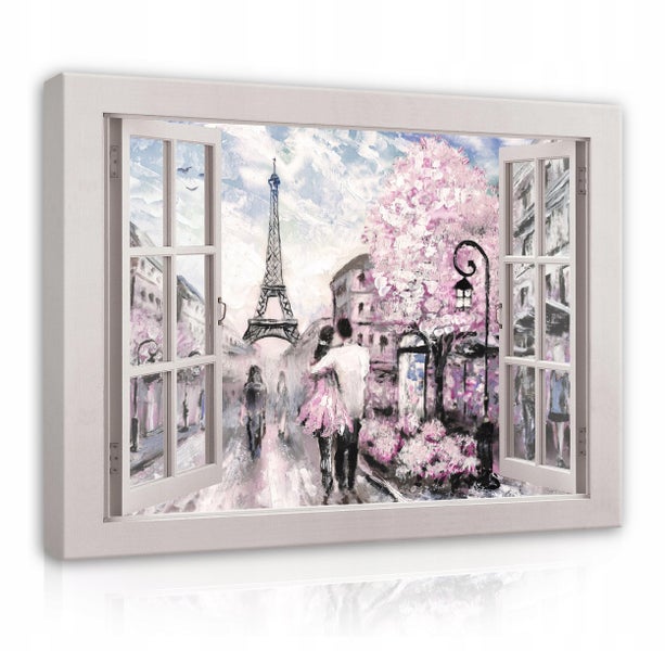 Bilder Fenster Paris Modern Leinwandbild Wohnzimmer 80X60 cm