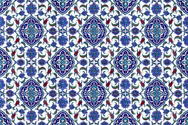 Detailansicht von Fliesen mit Blumenmuster