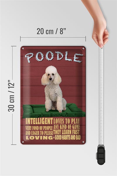 Blechschild Spruch 20x30cm Hund Poodle loves to play