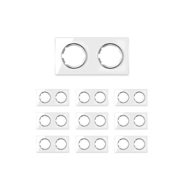 Set mit 10 zweifachen Abdeckrahmen für Schalter und Steckdosen