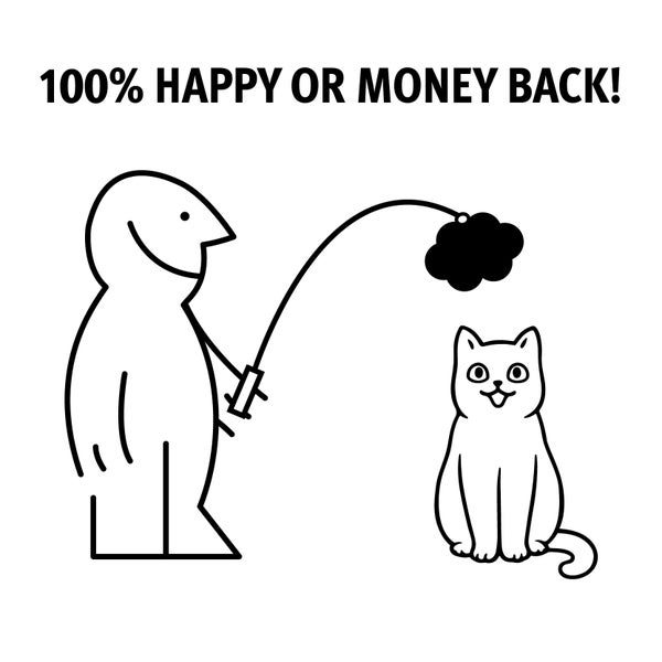 Premium Katzenangel mit echtem Ziegenfell. Lange Spielangel mit stabilem Draht und Holzgriff. Von Hand und mit Liebe in Deutschland gefertigt
