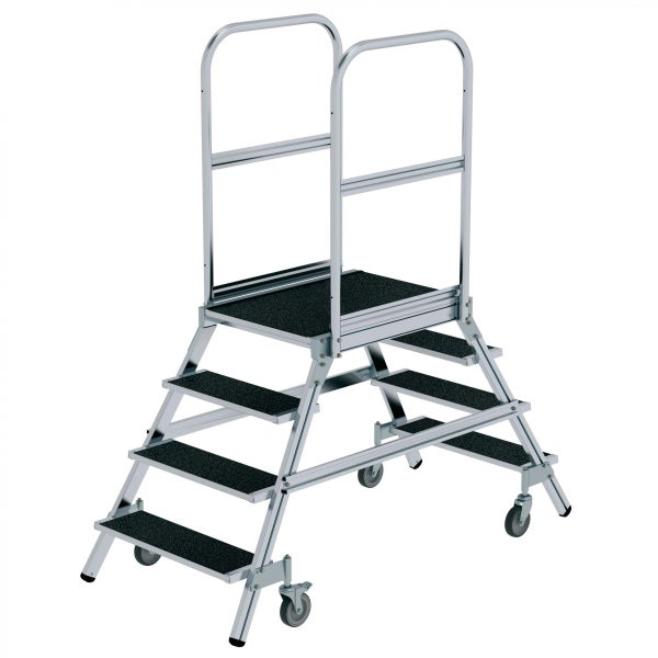 Rollgerüst mit vier Stufen und Geländer