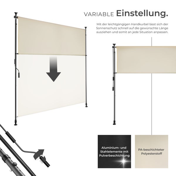 Klemmmarkise tectake Taija leichtgängige Handkurbel verschiedene Größen beige
